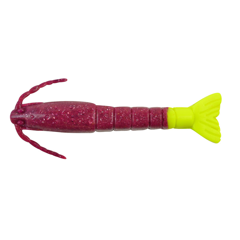 Berkley Gulp Saltwater Shrimp  3  Cajun PurpleChartreuse 1240003